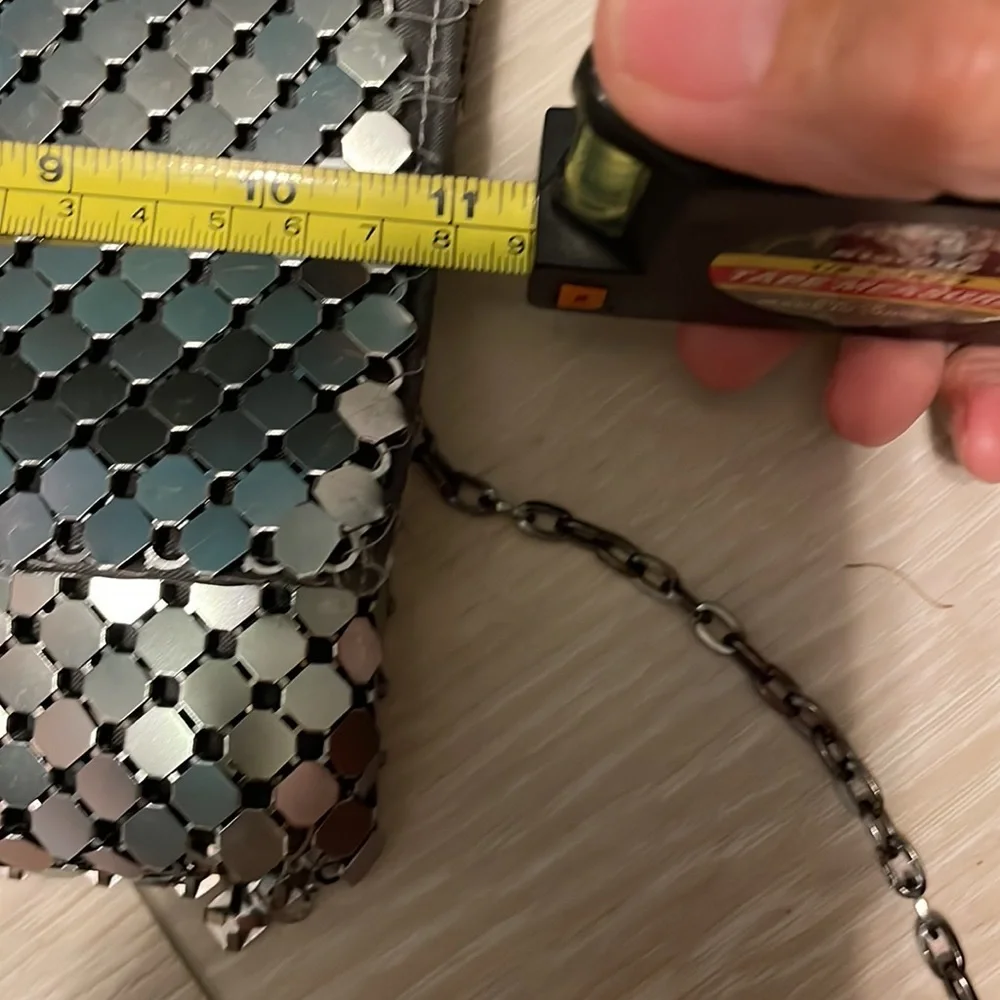 Vintage Silver Metallic Purse with chain